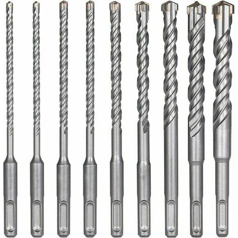 Betonbohrer, 9 Stück (5 mm 16 x 160 mm), elektrischer Schlagbohrer für Hammerbohrer, Kreuzbohrer für Ziegel, Stein, Natur, Metall (1/5)