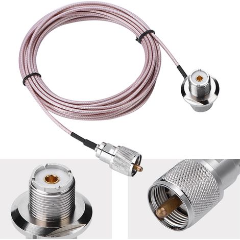 Câble coaxial UHF de 5 m (16 pi) avec adaptateur mâle/femelle PL-259 pour antenne radio mobile (1/5)