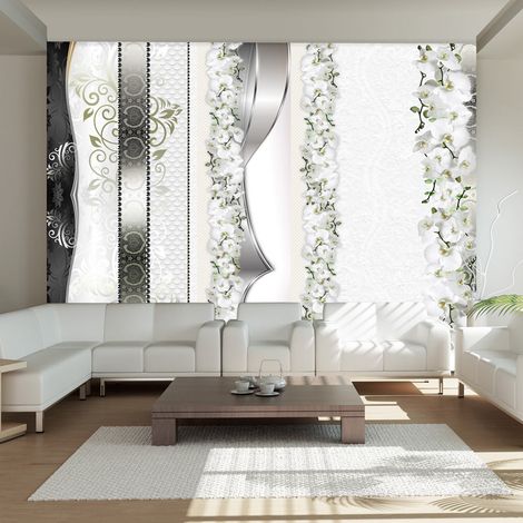 Fotomurale - Parata di orchidee di tonalità del grigio - 100x70 (1/4)