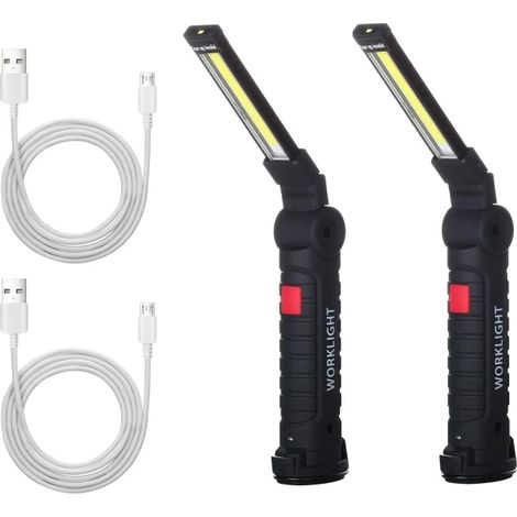 Lampe torche LED lot de 2 rechargeable magnétique USB pliable (1/5)