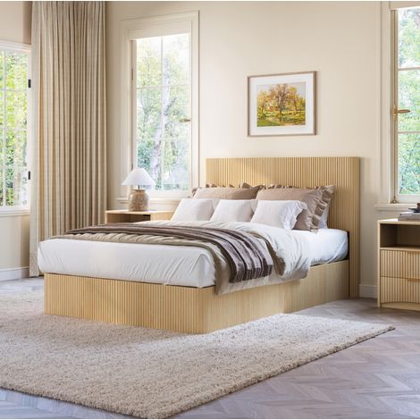 lit adulte coffre rangement 140x200 chene clair OKMYHOME (1/5)