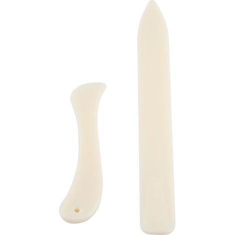 Set di 2 piegacarte – bianchi – strumento di cancelleria – piegatura/corda/incisione – lavori di cartoleria