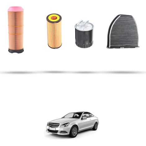 Kit tagliando 4 filtri compatibile con Mercedes Classe C (W204,C204,S204) C200 CDI BlueEfficency 100kw Dal 2008 al 2009 (1/5)