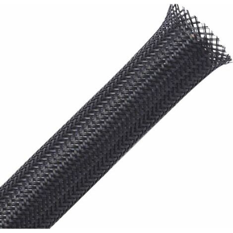 13mm-30m Gaine Câble Tressée Extensible Manchon de Câble Cache Fil Rangement Câble Protege Câble pour Câbles Automobiles Fils - Noir (1/4)
