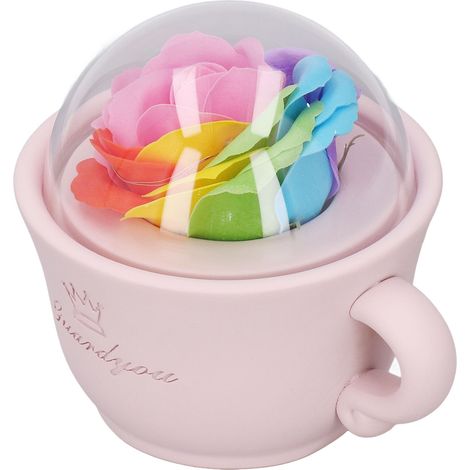 Lampe Fleur LED 5 Couleurs, Fleurs en Résine, Lumière d'Ambiance Douce, Fonctionne sur Pile, Décor de Coupe pour Amoureux, Cadeau Romantique (1/5)