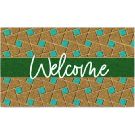 Zerbino tappeto in cocco con fondo in pvc antiscivolo 40x70 cm Welcome Green