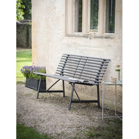 Garden Trading Richmond Bench Seat Chair Park Metal Carbon Grey (1/5)