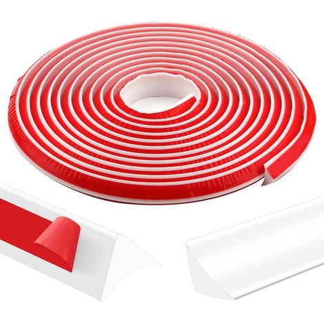 Moulure Adhesive, Triangle TPE Profil Finition Plan de Travail Baguette, Moulure Autocollante Flexible pour les Coins de Cuisine et de Salle de Bain (Blanc, 5 m) (1/5)