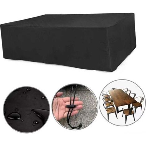 Housse Protection Mobilier Jardin - Tissu Oxford 210D - Impermeable Respirant - 215 X 135 X 75 Cm - Noir - 1 Piece (1/5)