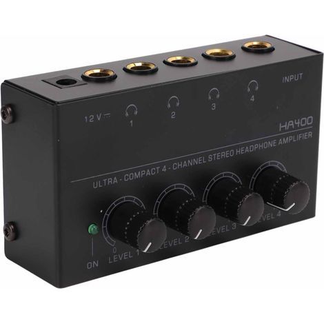 Amplificateur Audio 4 Canaux Stéréo, Splitter Casque pour Écouteurs Multiples, Alimentation EU 100‑240VAC (1/5)