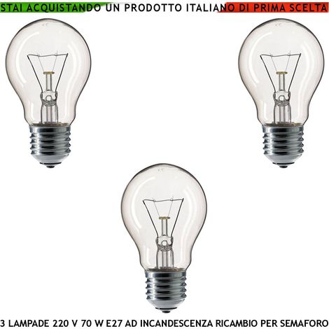Lampadina Ricambio Originale per Semaforo Tre Lampade Industriali Trasparenti 230 V 100W E27 ad Alto Rendimento Flusso Luminoso 1350 Lumen Lunga Durata Filamento Incandescenza Non Adatta Uso Domestico (1/2)