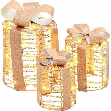 Decoración de caja de regalo 3 pcs cálido 20 x 20 x 20 cm PET vidaXL