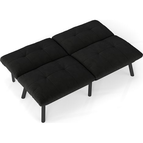 Schwarzes, klappbares Modern-Sofa-Bett – 2-Sitzer Futon-Couch mit Schlaffunktion, platzsparendes Gästebett (1/5)