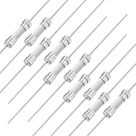 Ceramic Cylindrical Tube Fuses with Pin 5 x 20 mm 250 V T6.3A, Slow Cut Fuse Timing Conductor Wire, 10pcs (1/5)