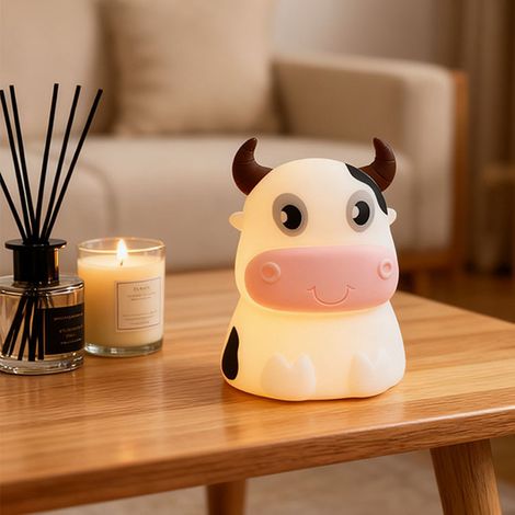 veilleuse tactile vache en silicone multicolore rechargeable lampe d ambiance pour chambre chevet cadeau creatif pour enfants (1/4)