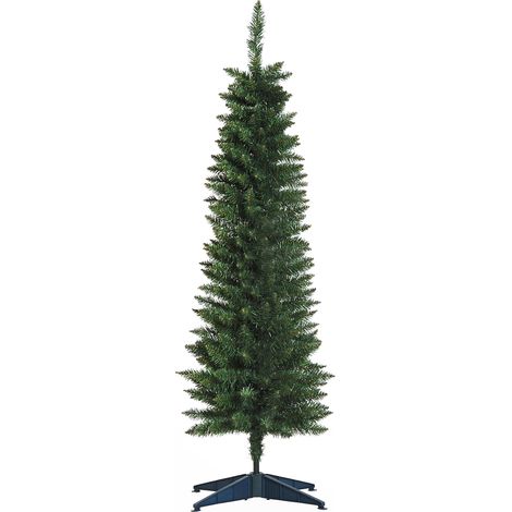 Sapin étroit 150 cm vert avec 294 branches et base amovible, facile à monter, décoration intérieure design sobre pour espace réduit pratique et compact