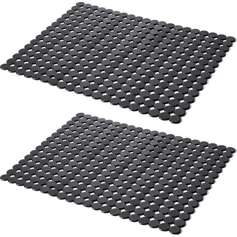 Tapis d'évier décoratifs (paquet de 2) – Protège l'évier de la saleté et des rayures – Tapis d'évier Noir en PVC – extra large (1/4)