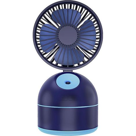 Mini ventilateur portable rechargeable USB avec humidificateur intégré pour la maison, le bureau et l'ordinateur (bleu). (1/4)