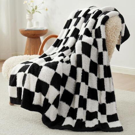 Sofadecke aus Kunstfell – Schwarze Decke – Weich und warm – Geeignet für Schlaf- und Wohnzimmer – 130 x 150 cm (1/3)