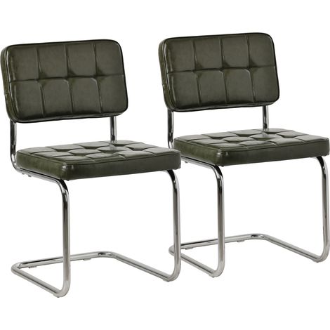 Set di 2 sedie cantilever in similpelle verde cachi MARIA (1/5)