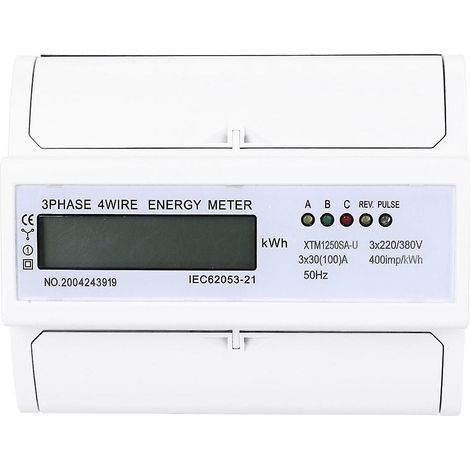 Le compteur électrique numérique triphasé à quatre fils 7P, monté sur rail DIN, prend en charge le comptage électronique et la mesure précise des kilowattheures. (1/5)