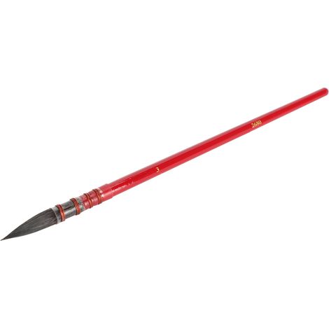 Pinceau aquarelle à pointe en poils d'écureuil, manche rouge, attache à la main, cercle en fer, matériel d'artiste acrylique rouge n° 3