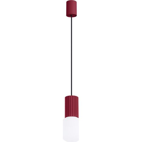 Lampada a sospensione moderna in vetro scanalato color bordeaux con sfera bianca per soggiorno, sala da pranzo, sopra il tavolo, 1xG9 8W HALO Sollux Lighting (1/5)