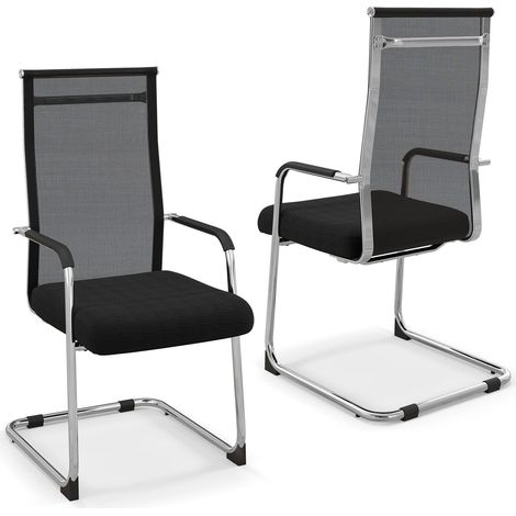 Set of 2 Meeting Office Chairs Mid-Back Mesh Reception Chair Modern Guest Chair (1/5)
