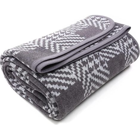Merinowolldecke 160x220 cm Houndstooth Grau Wohndecke Sofadecke Plaid für alle Jahreszeiten (1/5)