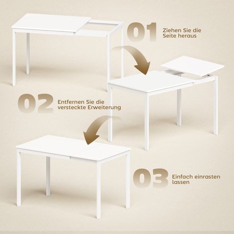 Table extensible 80-120 cm pour 4 à 6 personnes, table de cuisine gain de place avec mécanisme d’extension simple, couleur naturelle (1/5)