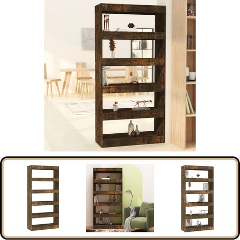 Bibliothèque/Séparateur de pièce Chêne fumé Bois d'ingénierie - Bibliothèque - Meuble Rangement - Étagère - Séparateur Pièce - Bibliothèque Design (1/5)