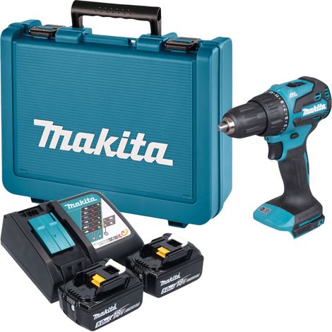 Taladro atornillador a batería Makita DHP 490 RTE de 18 V, 65 Nm, sin escobillas + 2 baterías de 5,0 Ah + cargador + maletín (1/5)