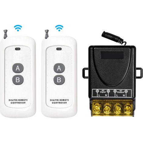 Commutateur à Distance sans Fil, AC 110V/220V/230V/240V RF Interrupteur télécommandé, 433 MHz récepteur de Module RF sans Fil pour Pompe à Eau, Industries de sécurité (1/4)