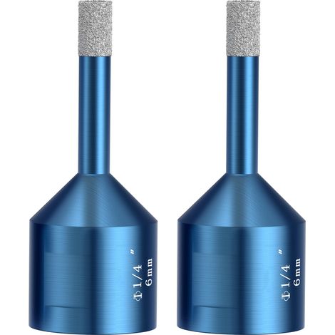 2 tlg Diamantbohrer,  Fliesenbohrer 6 mm Set zum Bohren von Fliesen, Feinsteinzeug, Glas, Naturstein, Marmor, Granit, für M14 Winkelschleifer (1/5)