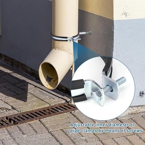 Hose Clamp 160-185 mm Adjustable Pipe Holder for Stove Pipe Steel with Rubber Liner Two Piece Hose Clamp (1/3)
