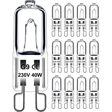G9 40W 230V Dimmable Warm White Bulb, G9 Halogen Bulb, 300°C Tolerance, G9 Oven Bulb for Microwave Ovens, Cookers, and Ceiling Lights, Pack of 12 (1/5)