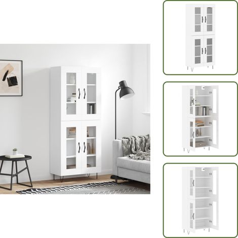 Credenza con piedini in metallo - vidaXL Credenza Bianca 69,5x34x180 cm in Legno Multistrato - Credenza per casa