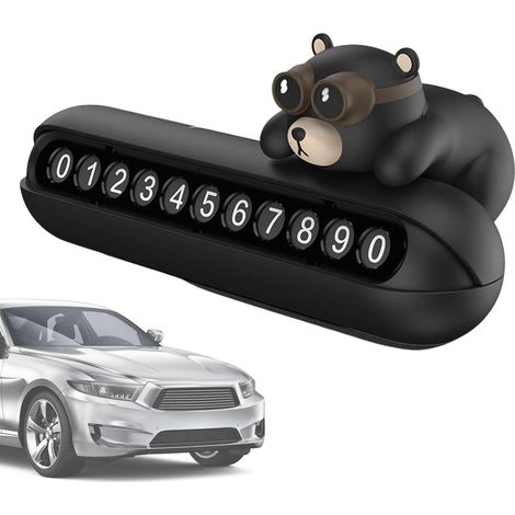 MIMOSON-Temporary Parking Phone Number Card Plate,Hide Phone Number Plate Temporary Car Parking Card, High Temperature Resistant Car Styling, Elegant Interior Accessories (1/5)
