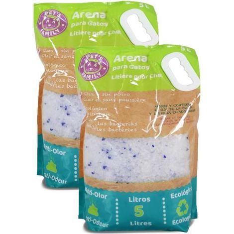 Litière pour chat - JUANIO - Lot 2 x 5 L - Écologique - Anti-odeur - Absorption rapide (1/3)