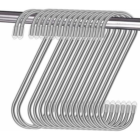 Tigrezy Set mit 16 Edelstahl-S-Haken, S-förmige Metallhaken, multifunktionale Haken für Küche, Bad, Schlafzimmer und Büro (Silber)