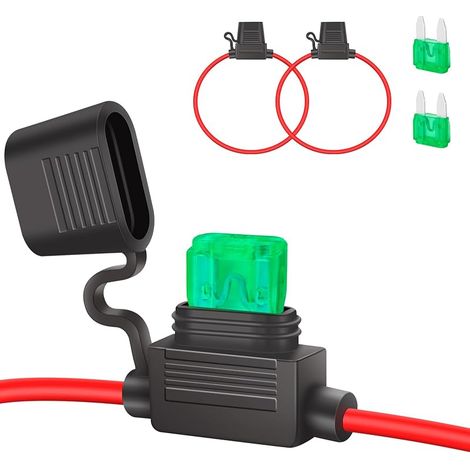 JatilEr Mini Porte-fusible en Ligne 12V avec Fil de Cuivre - Lot de 2 à Lame 12 AWG Étanche 30A pour Voiture/Camion/Moto/Bateau (1/5)