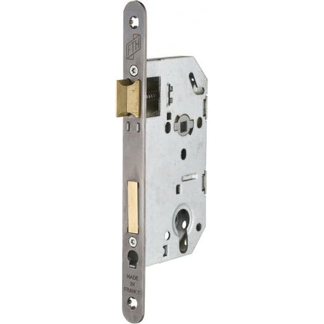 Serrure Encastrable SE 50 - Système de Retournement - Fermeture à Deux Tours - Têtière Nickelée Noir Mat - Coffre Acier - Axe 50 mm - Pour Porte d'Entrée - Noir (1/5)