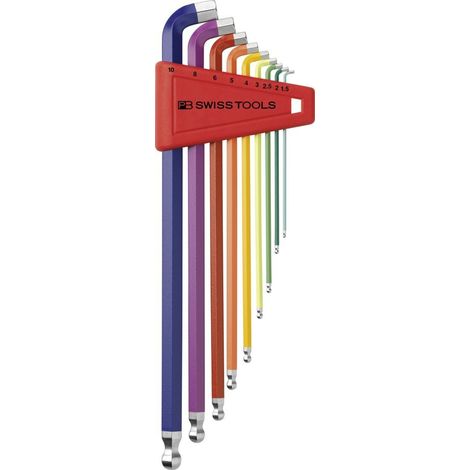 PB Swiss Tools RainBow Winkelschraubendreher- Satz im Kunststoffhalter 9-teilig 1,5-10mm 100Grad