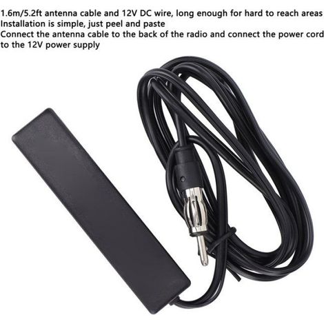 Antenne FM AM - Amplifiée 20 dB - Montage Véhicule 12 V - Universelle Pour Voiture Camion Bateau - Noir (1/5)