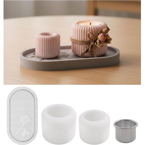 Silikon-Kerzenhalter, 2-teiliges Set mit 1 Silikon-Gussform, konische Kerzenform, DIY-Gussform für Dekorationen im Alltag und zu Festen (1/5)