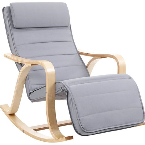 Sedia a dondolo Rocking Chair con poggiapiedi regolabile a 5 livelli carico max 150 kg grigio chiaro 120002790