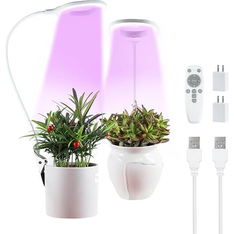 Full Spectrum Led Horticultural Lamp 10W Indoor Plant, 56 LED Grow Light Mini Plants, 10 Brightness Levels, 4/8/12H Auto Timer, 360° Flexible Gooseneck