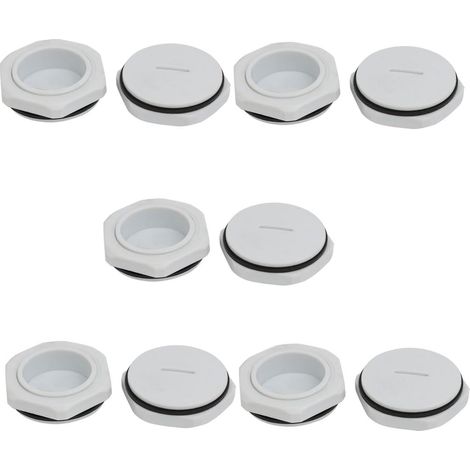 sourcing map PG29 Nylon Filetage mâle Presse-étoupe Vis Fin Cap Couverture Gris 10pcs (1/3)