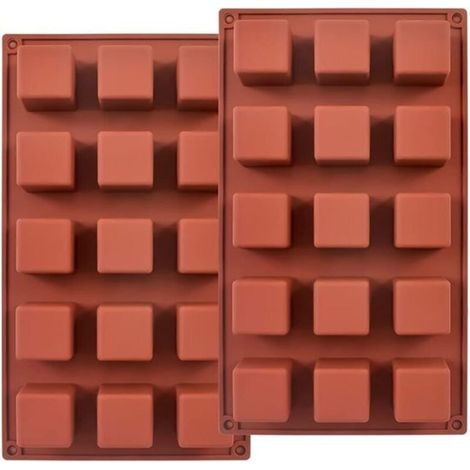 15-teilige quadratische Silikonform (35,5 cm) für Schokolade, Pralinen, Kuchen, Eiscreme, Trüffel – 2 Stück von Ortviai