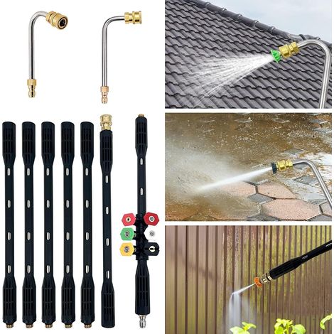 9 Pcs Rallonge pour nettoyeur haute pression Outils de nettoyage de gouttière Rallonge Lance,1/4 Inch Quick Connect